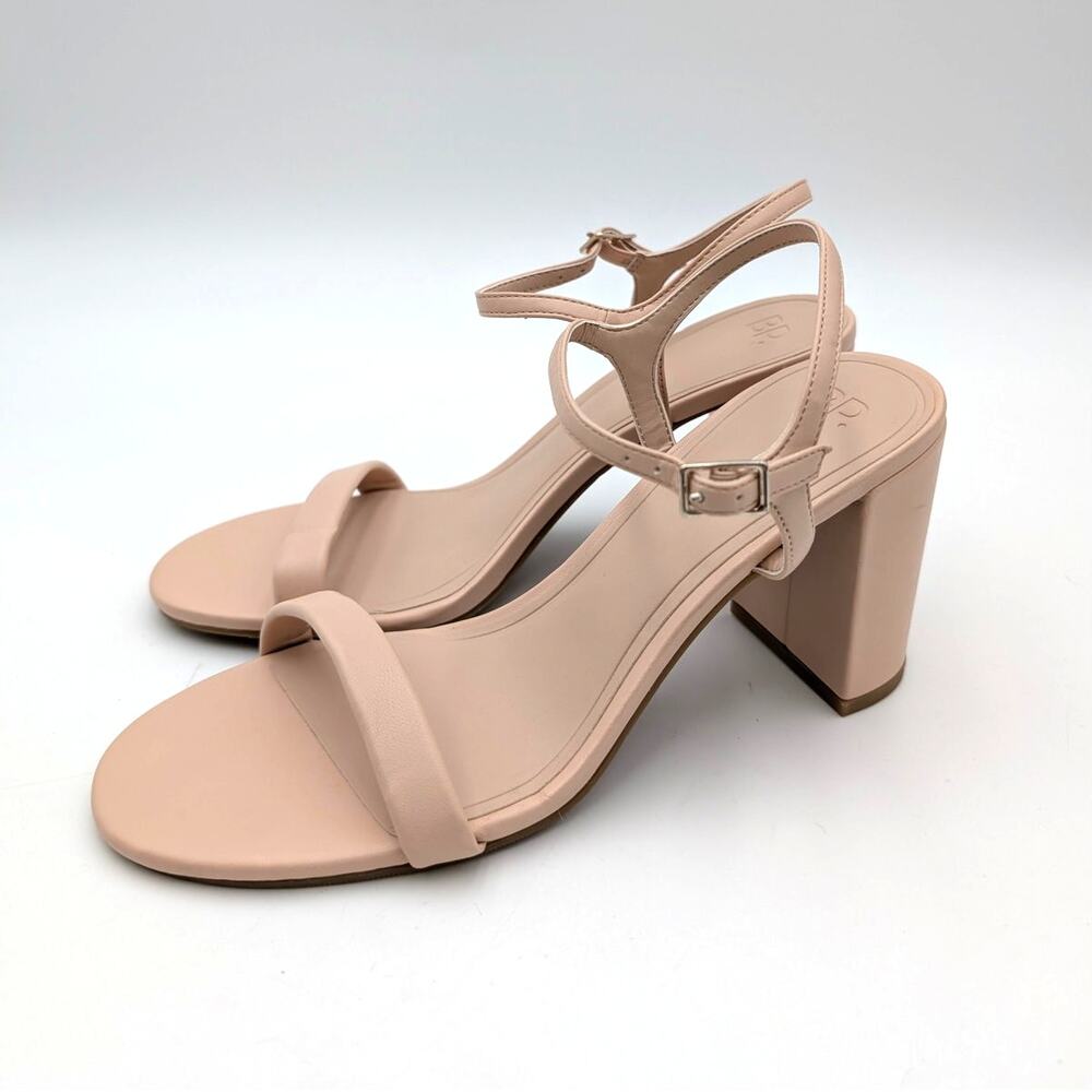 BP Lexy Black Heel Sandals Ankle Strap Women's Natural Size US8.5M EU38.5